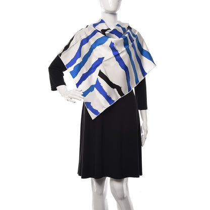 Hermes Silk Rosace De Janos Ber Scarf 90 Bleu White Black 2 of 6