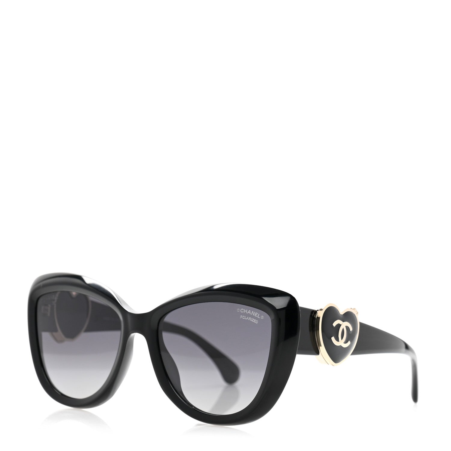 Chanel Acetate Enamel Heart Butterfly Sunglasses 5517 Black 1 of 9