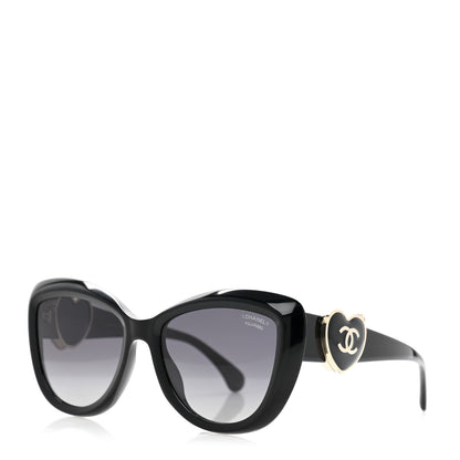 Chanel Acetate Enamel Heart Butterfly Sunglasses 5517 Black 1 of 9