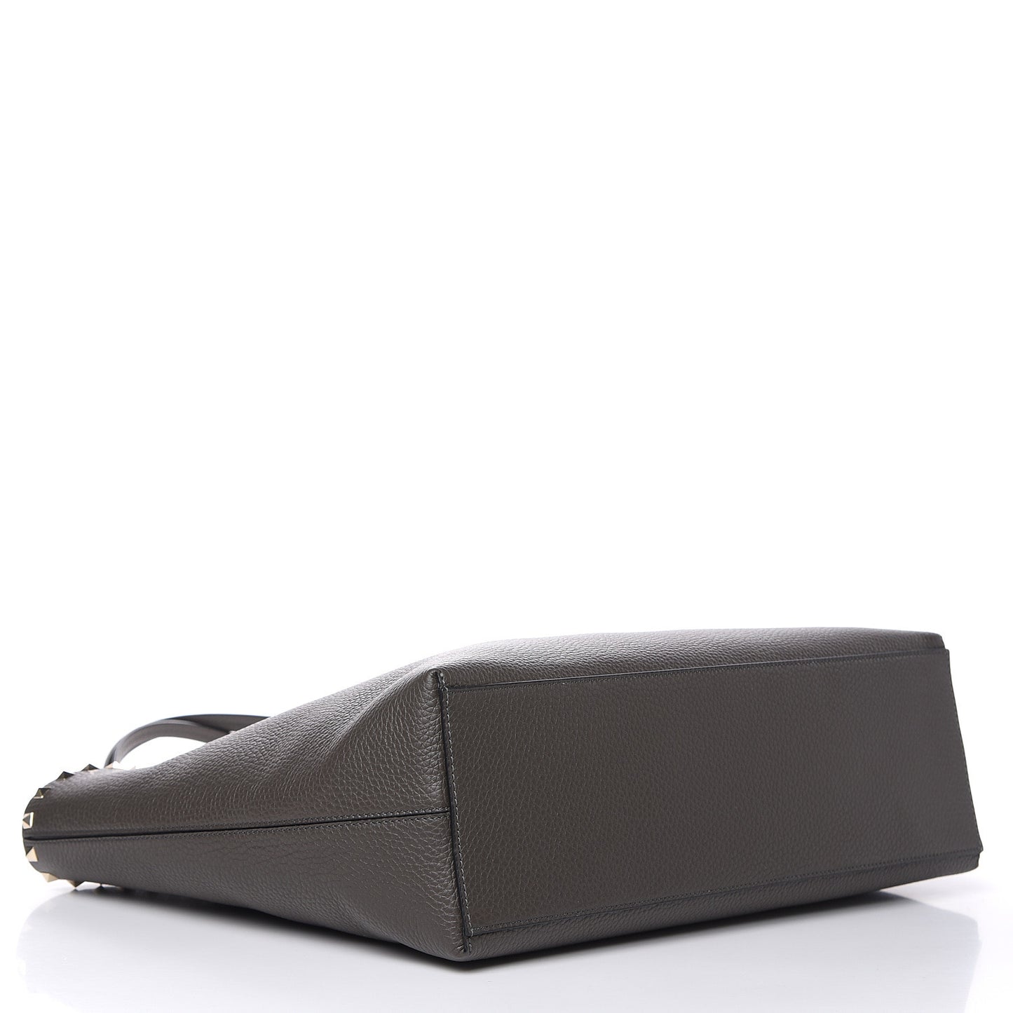 Grained Calfskin Rockstud Shoulder Tote Graphite