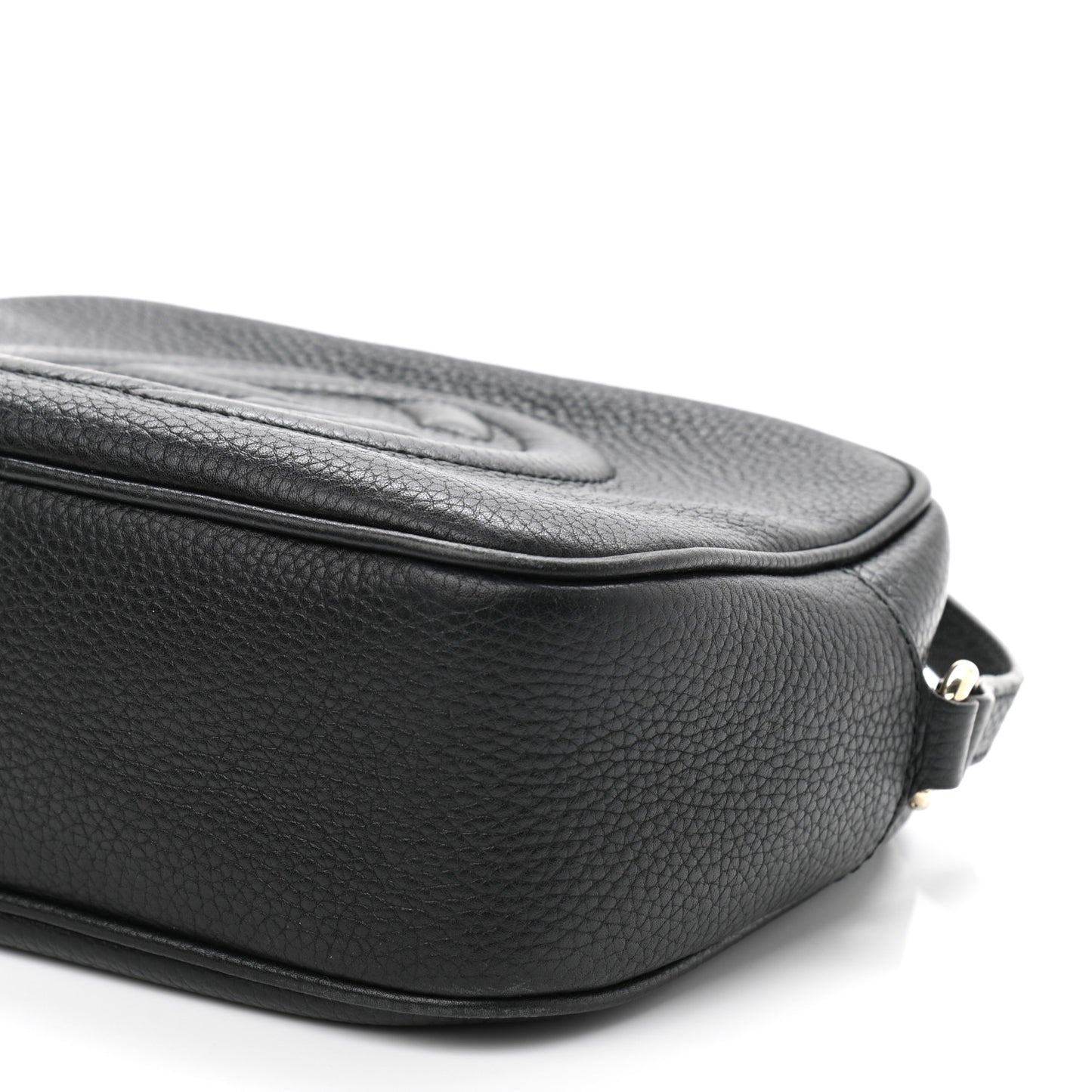 Pebbled Calfskin Small Soho Disco Bag Black