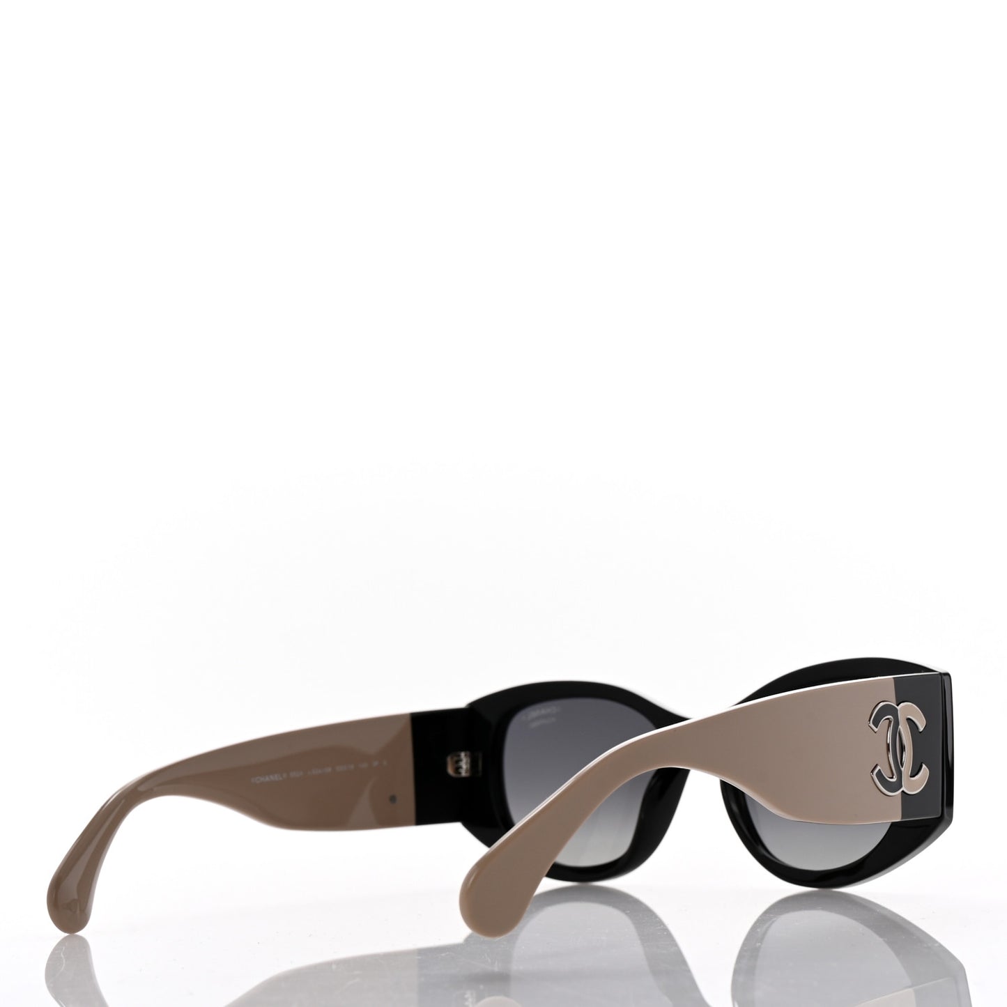 Acetate Oval Sunglasses 5524-A Black Beige
