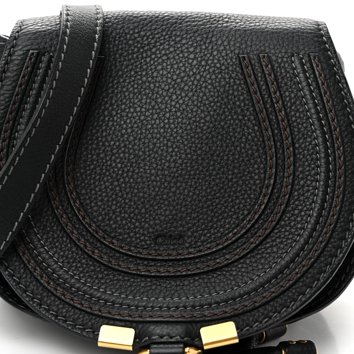 Chloe Grained Calfskin Small Marcie Saddle Bag Black 7 of 9