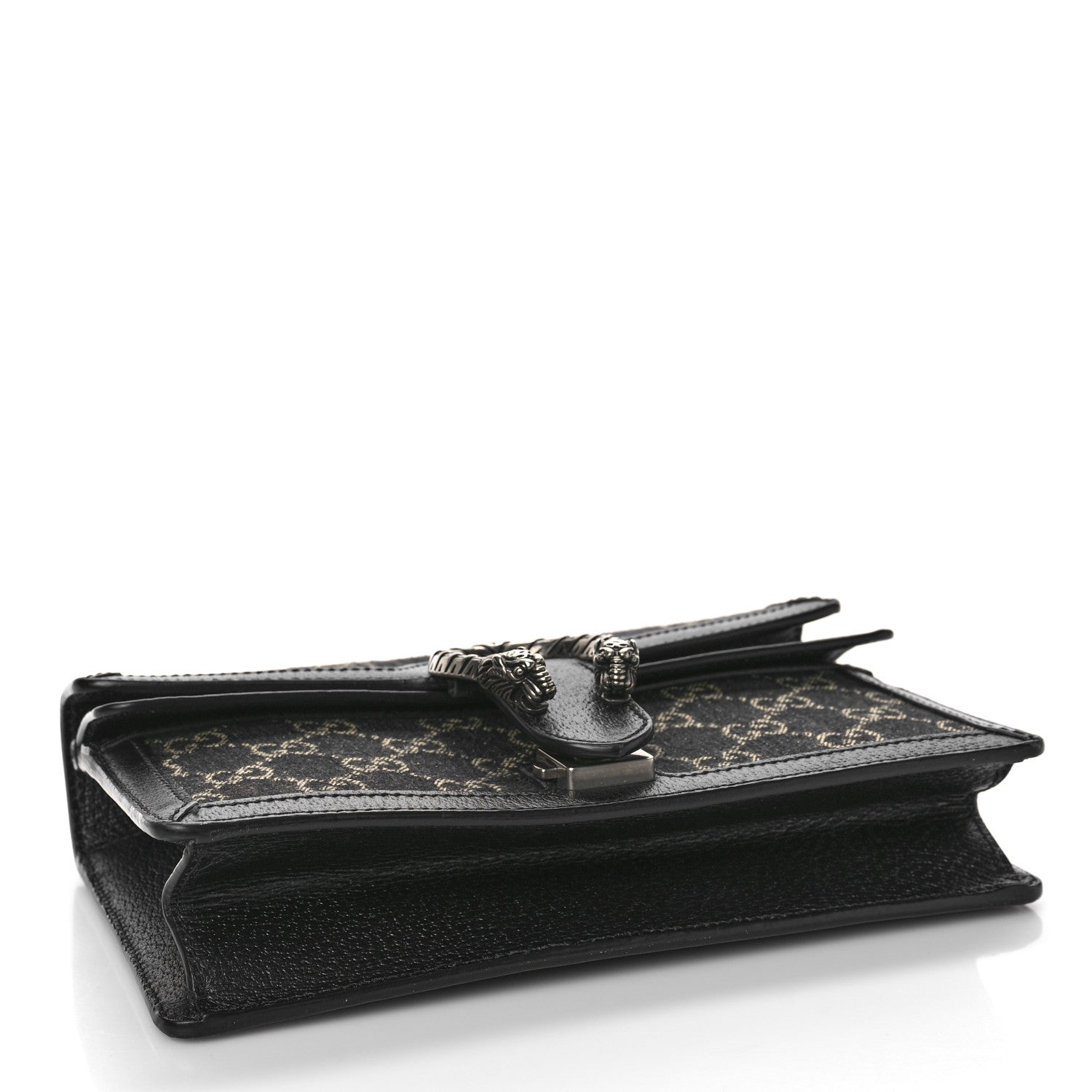 Gucci Jacquard Black Denim GG Monogram Textured Dollar Calfskin Small Dionysus Shoulder Bag Black Ivory 4 of 8