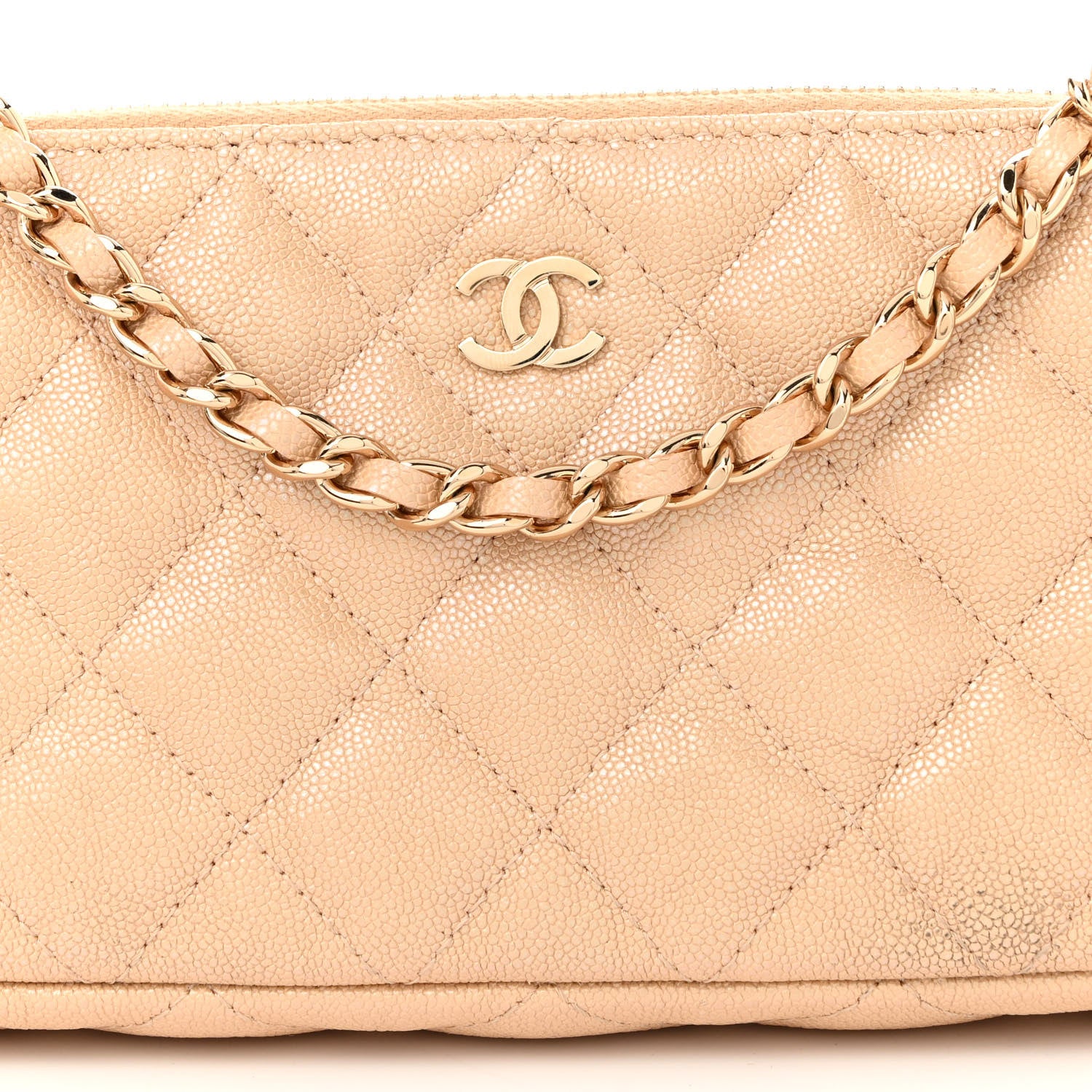 Chanel Iridescent Caviar Quilted Small Clutch With Chain Beige 11 of 14