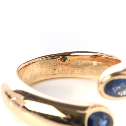 Cartier 18K Yellow Gold Blue Sapphire Ellipse Deux Tetes Croisees Bypass Ring 49 4.75 4 of 4