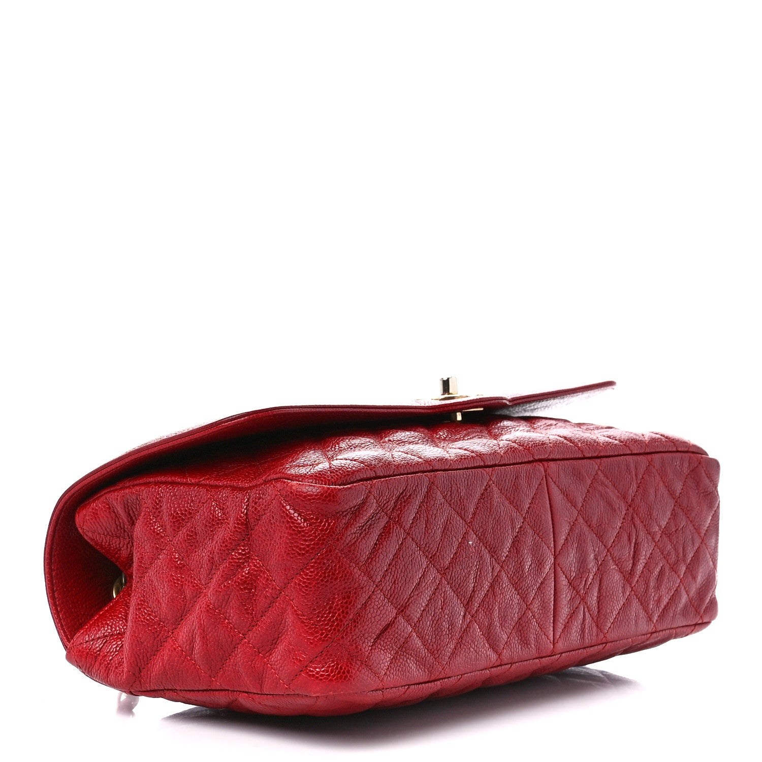 Chanel Crumpled Grained Calfskin Quilted Large Two Tone Flap Bag Red 4 of 13