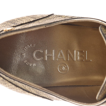Chanel Lizard Lace Up Ankle Boots 39.5 Gold 7 of 9