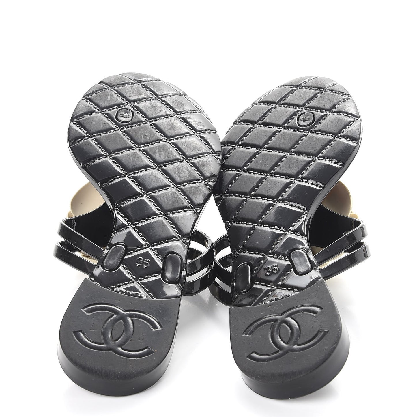 Jelly Camellia Thong Sandals 36 Black Ivory
