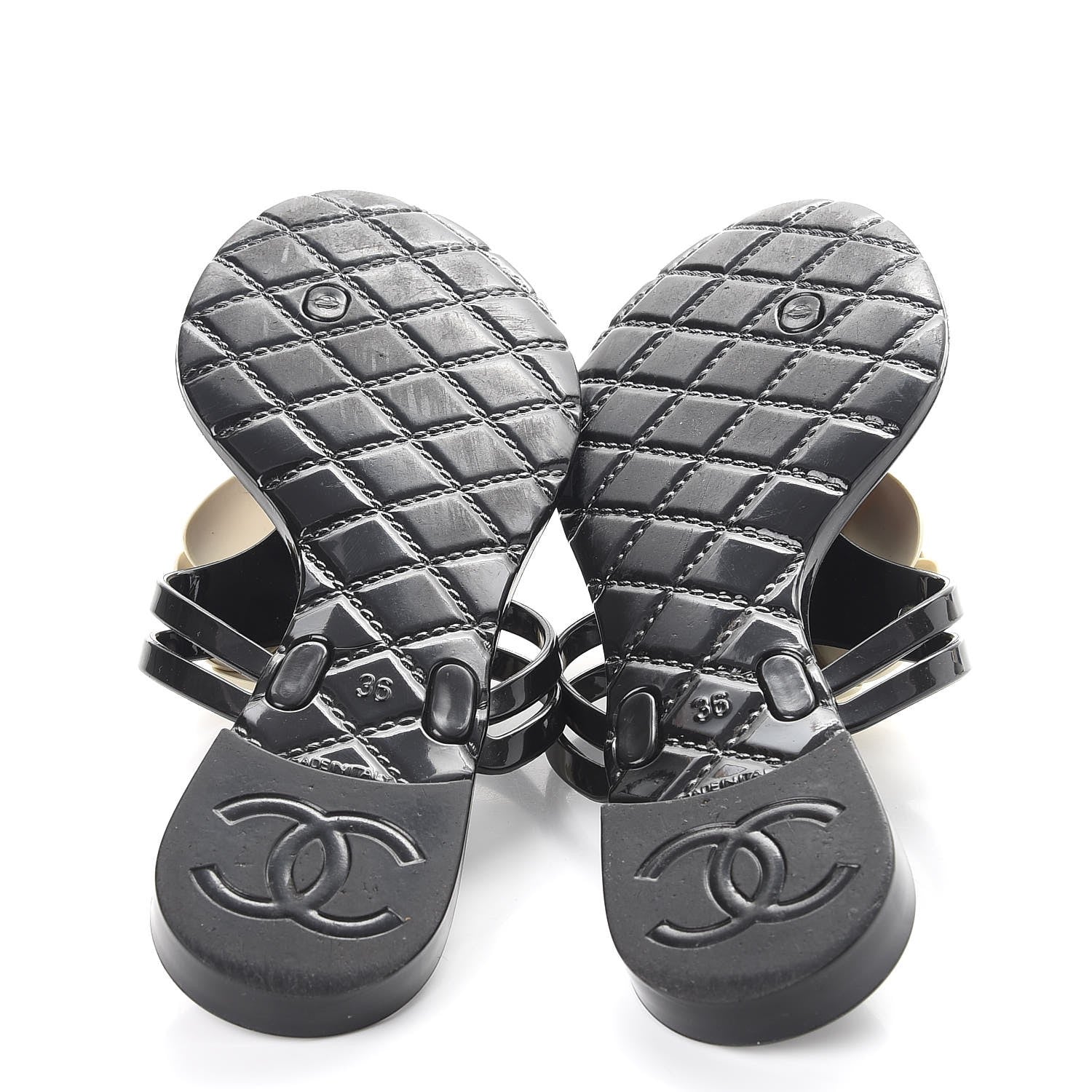 Chanel Jelly Camellia Thong Sandals 36 Black Ivory 7 of 10