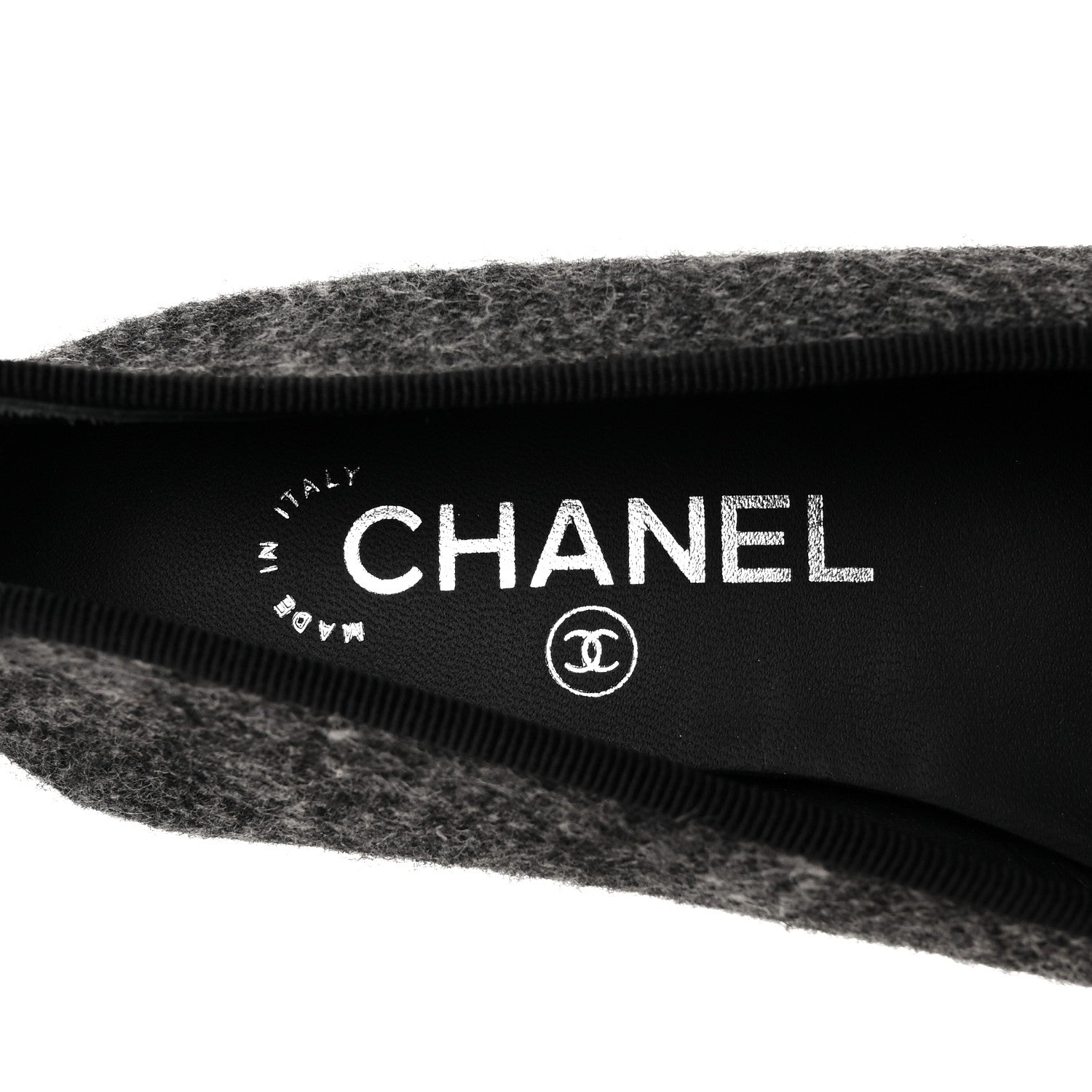Chanel Tweed Grosgrain Cap Toe Ballerina Flats 35.5 Dark Grey Black 7 of 9