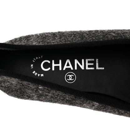 Chanel Tweed Grosgrain Cap Toe Ballerina Flats 35.5 Dark Grey Black 7 of 9