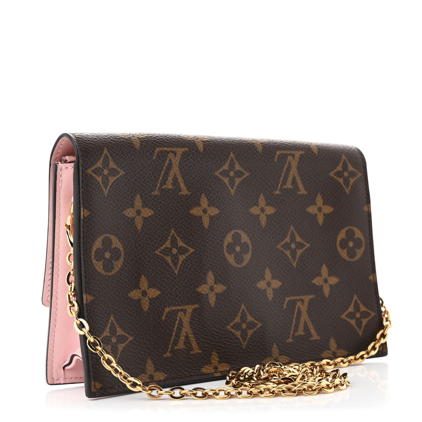 Monogram Flore Chain Wallet Rose Ballerine
