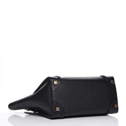 Celine Drummed Calfskin Micro Luggage Midnight 4 of 10