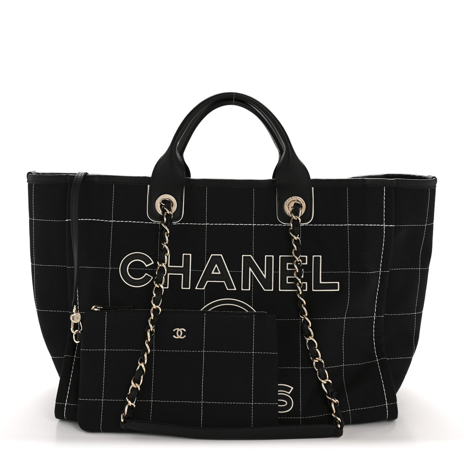 Chanel Cotton Medium Deauville Tote Black White 3 of 13