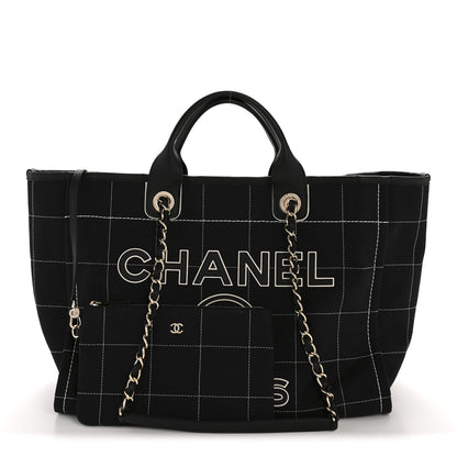 Chanel Cotton Medium Deauville Tote Black White 3 of 13