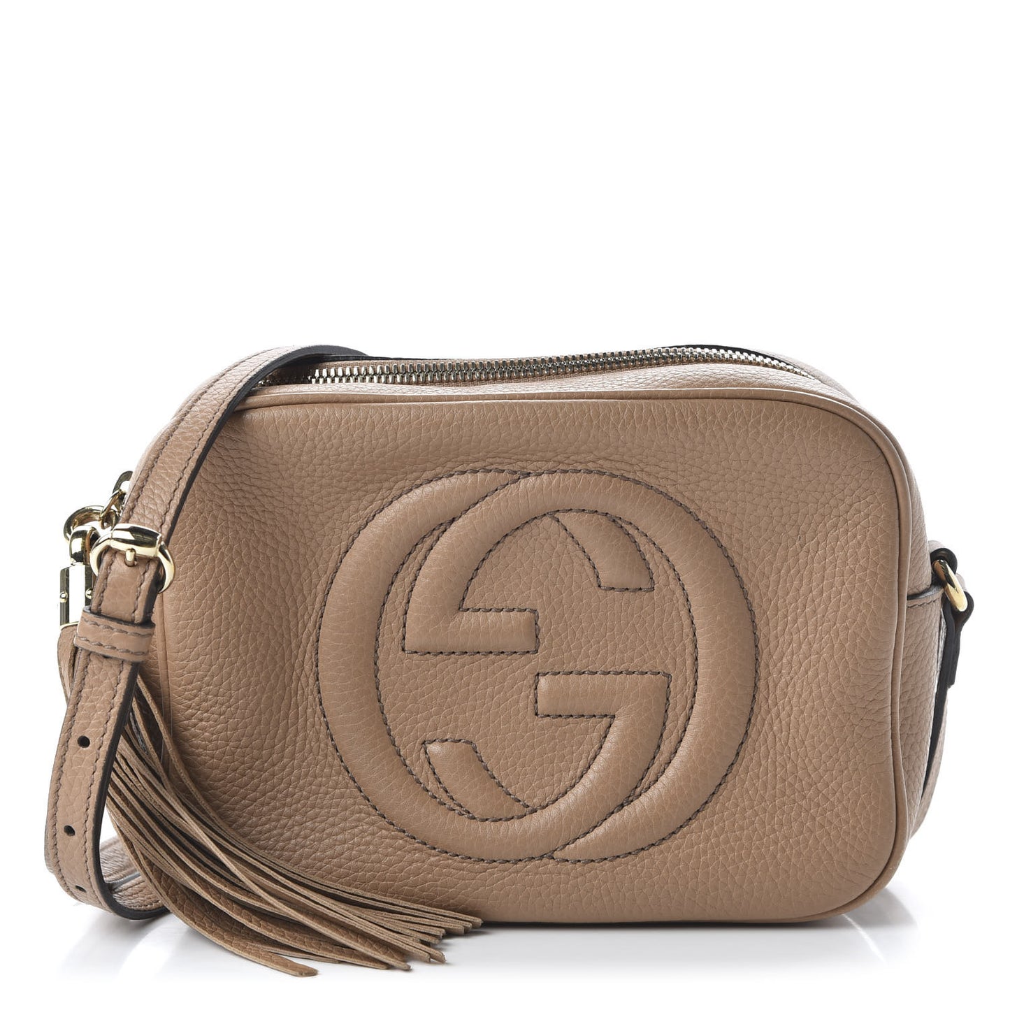 Pebbled Calfskin Small Soho Disco Bag Rose Beige
