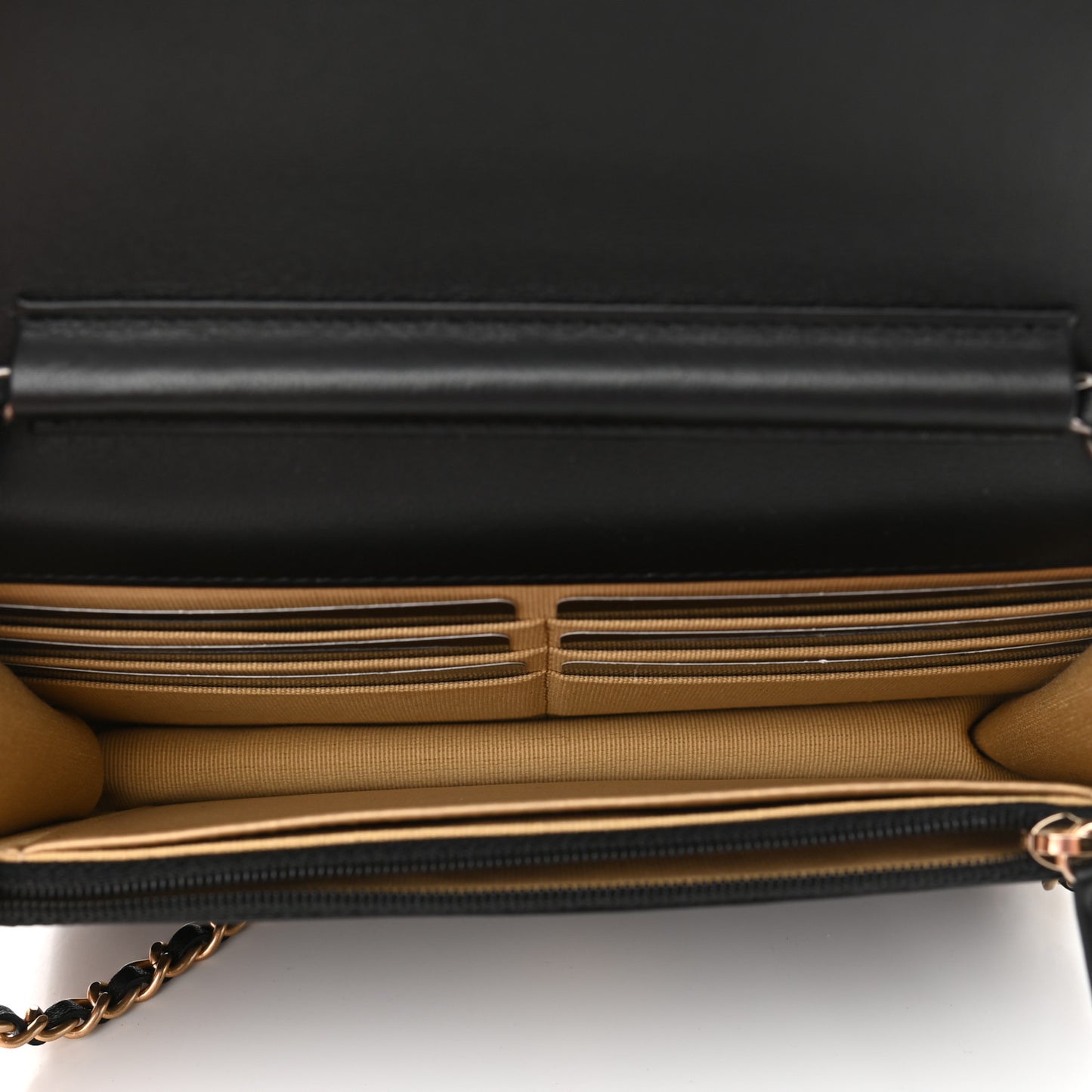 Lambskin Quilted Coco Clips Wallet On Chain WOC Black