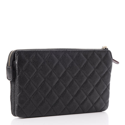 Chanel Caviar Quilted Large Zipped Clutch Black 3 of 9