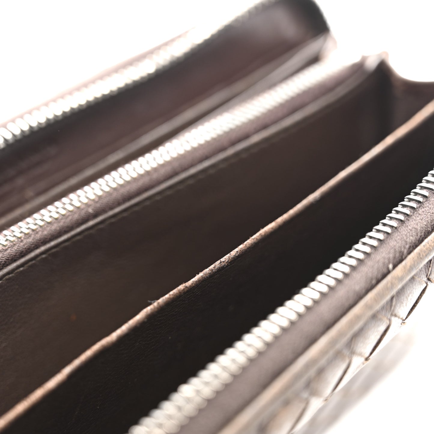 Nappa Intrecciato Zip Around Wallet Ebano