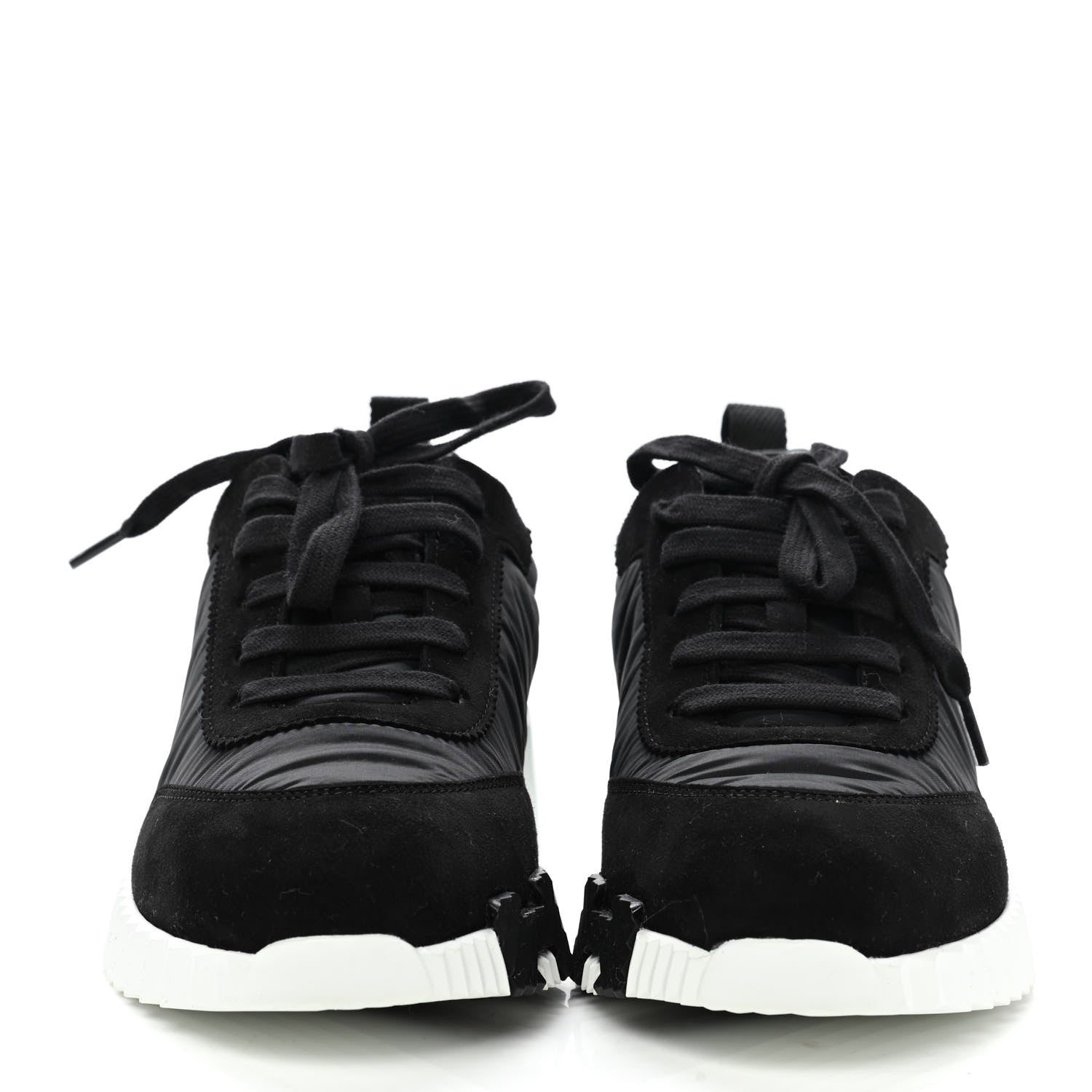 Hermes Parachute Fabric Suede Goatskin Bouncing Sneakers 37 Black Orange 2 of 9