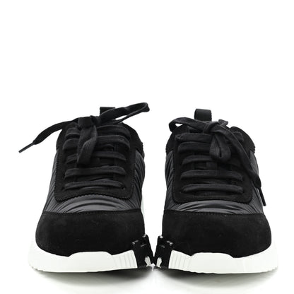 Hermes Parachute Fabric Suede Goatskin Bouncing Sneakers 37 Black Orange 2 of 9