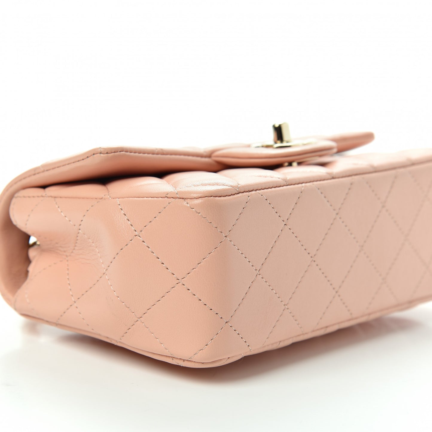 Lambskin Quilted Mini Rectangular Flap Light Pink