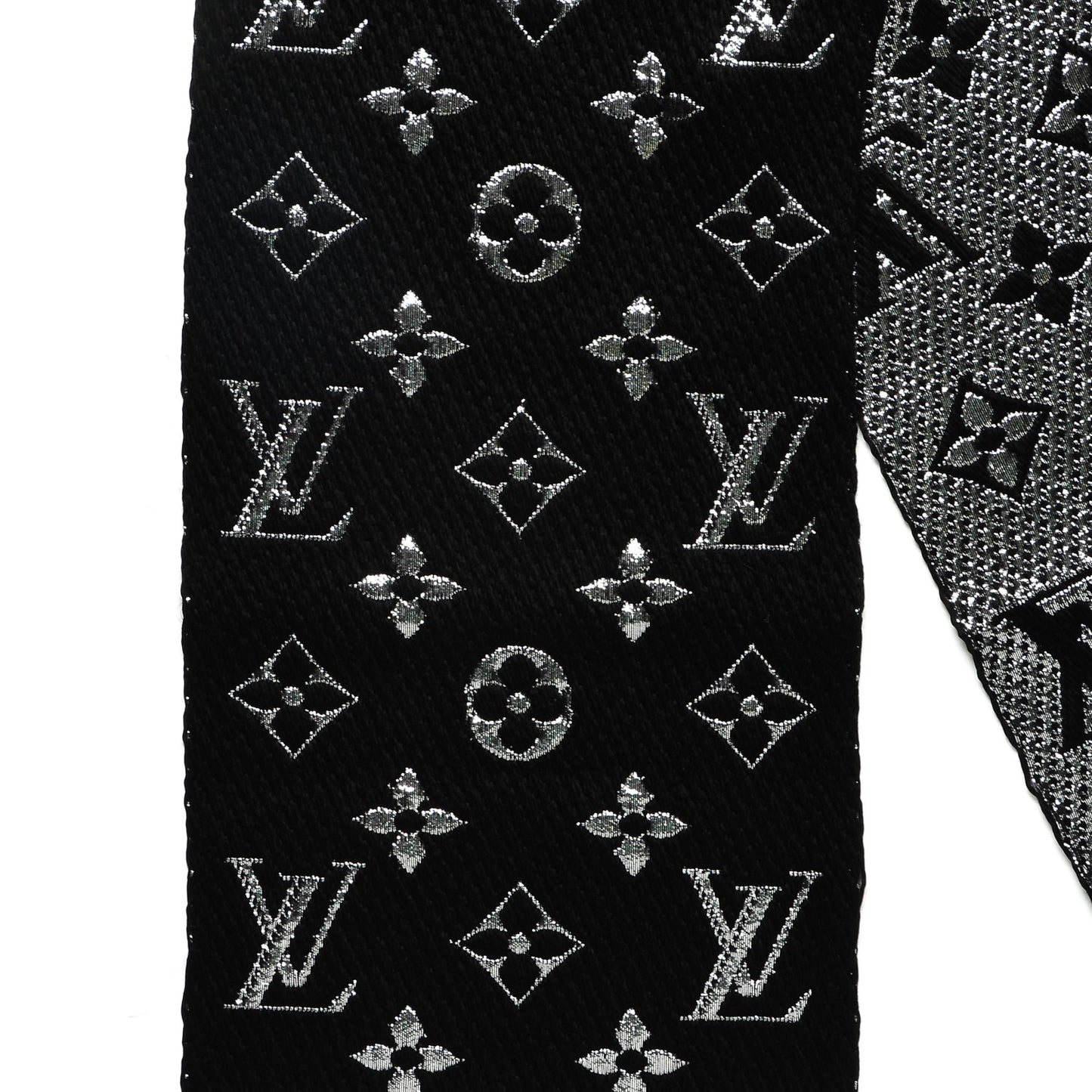 Wool Silk Logomania Shine Scarf Black