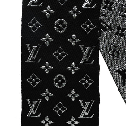 Louis Vuitton Wool Silk Logomania Shine Scarf Black 4 of 4