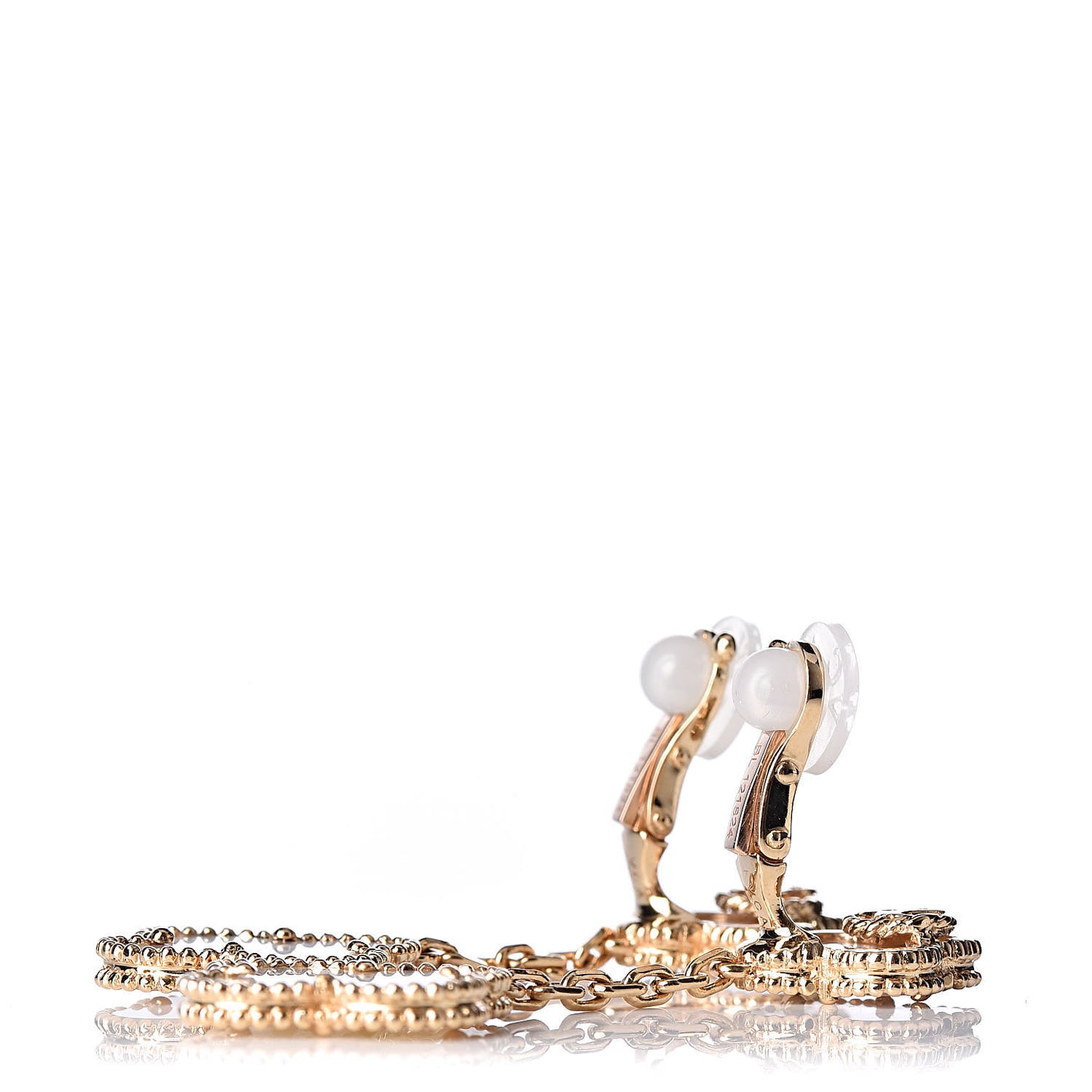 18K Yellow Gold Mother of Pearl Magic Alhambra 2 Motifs Clip-On Earrings