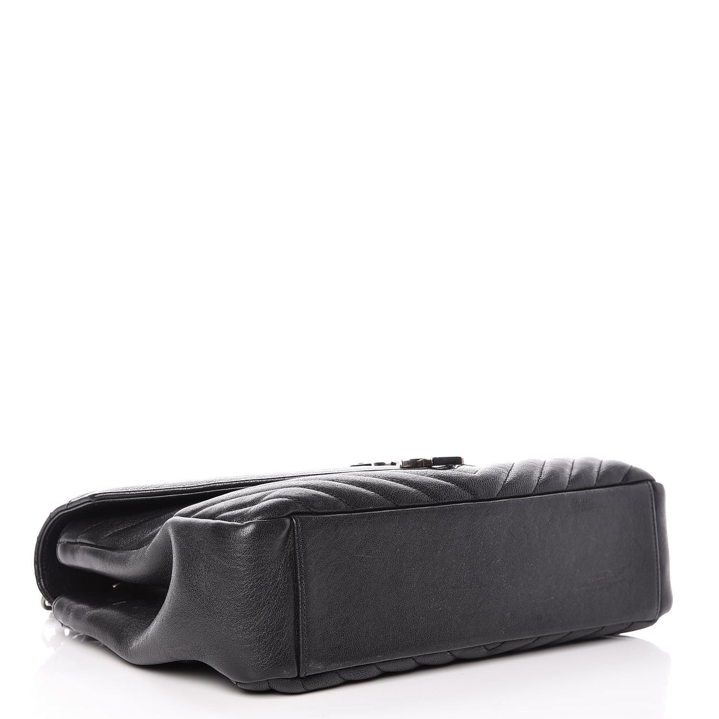 Sheepskin Matelasse Chevron Monogram Large College Satchel Black