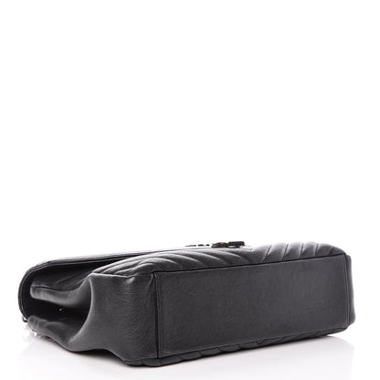 Saint Laurent Sheepskin Matelasse Chevron Monogram Large College Satchel Black 5 of 23