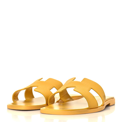Hermes Epsom Oran Sandals 37 Jaune Sable 3 of 9