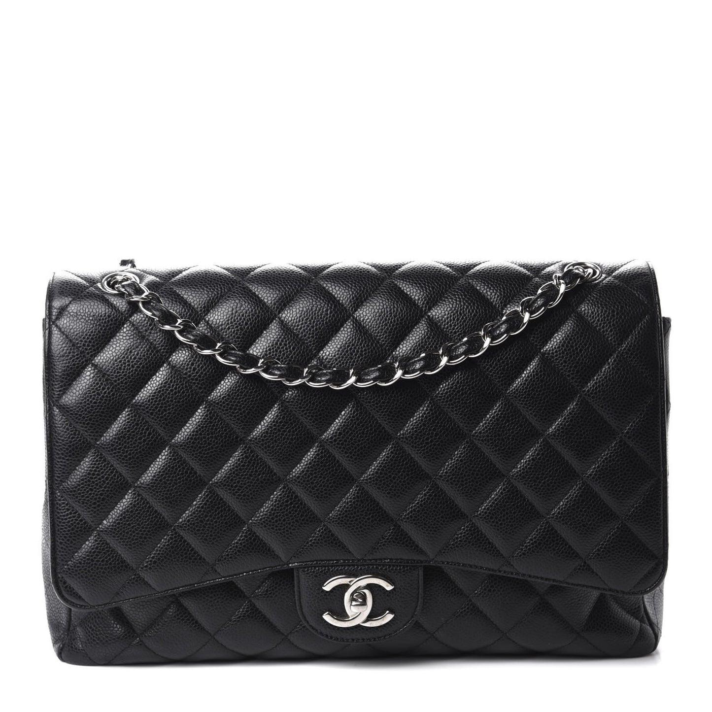 Caviar Quilted Maxi Double Flap Black