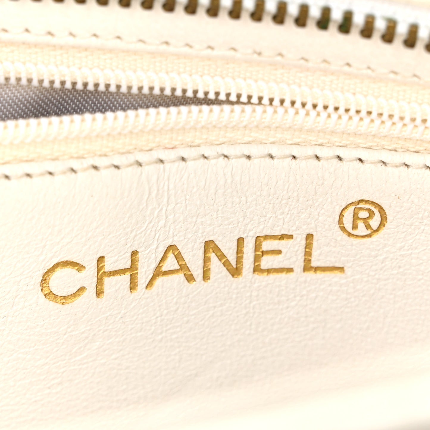 Lambskin Chevron Quilted CC Shoulder Bag White