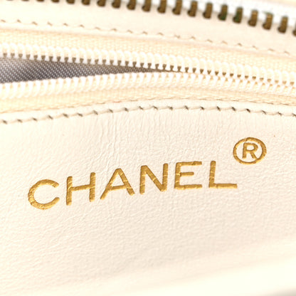 Chanel Lambskin Chevron Quilted CC Shoulder Bag White 6 of 10