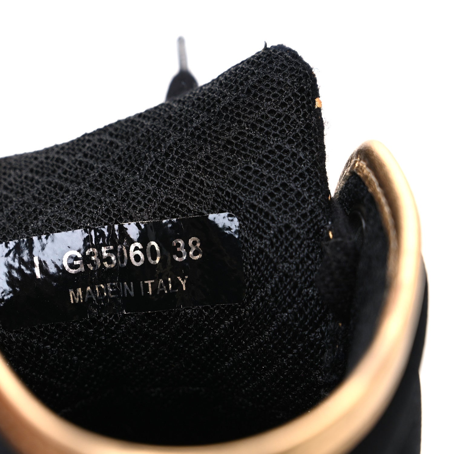 Chanel Satin Lambskin Fabric Tweed CC High Top Sneakers 38  Black Gold 8 of 9