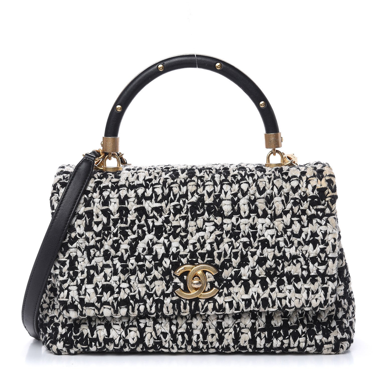 Chanel Crochet Small Coco Handle Flap Black Beige 1 of 18