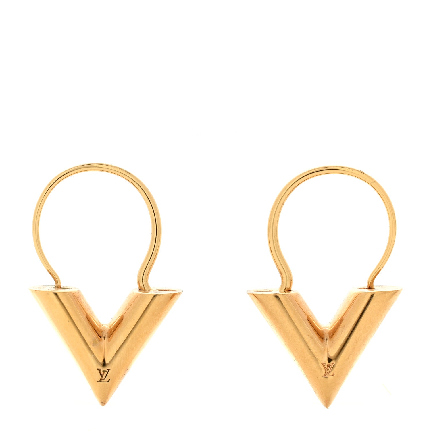 Louis Vuitton Brass Essential V Hoop Earrings Gold 1 of 4