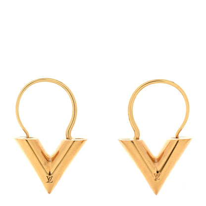 Louis Vuitton Brass Essential V Hoop Earrings Gold 1 of 4