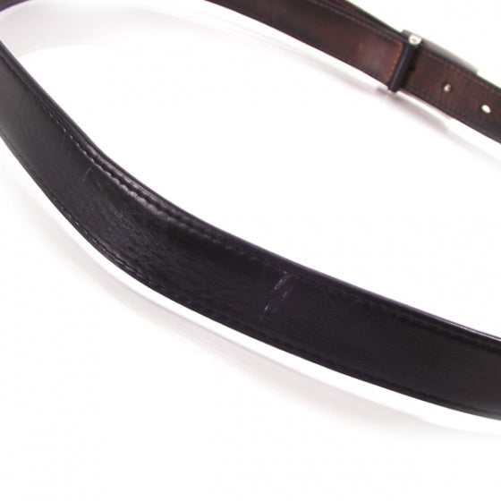 Louis Vuitton Leather Jeans Belt Black w Silver Buckle 3 of 8