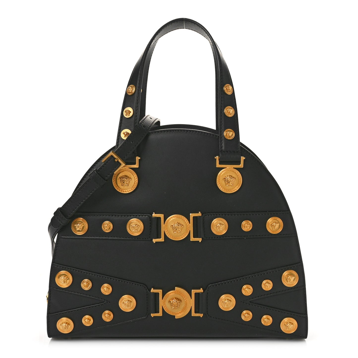 Calfskin Medallion Tribute Bowling Bag Black