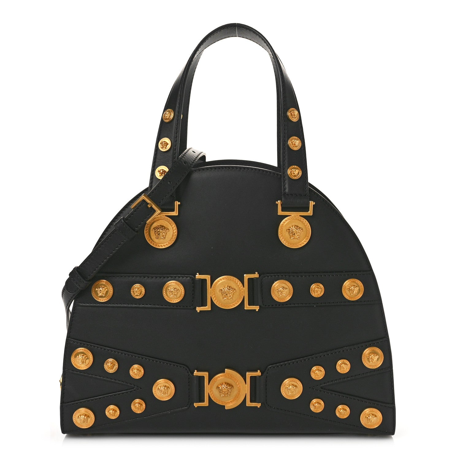Versace Calfskin Medallion Tribute Bowling Bag Black 1 of 7