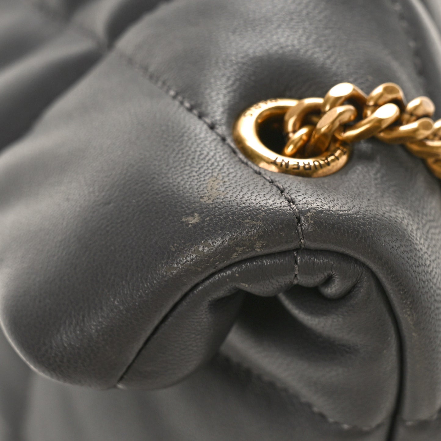 Lambskin Quilted Toy Loulou Puffer Monogram Chain Satchel Storm