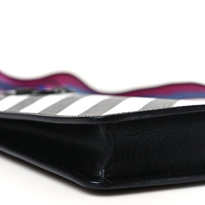 Off-White Saffiano Striped Phone Bag Black White 8 of 9