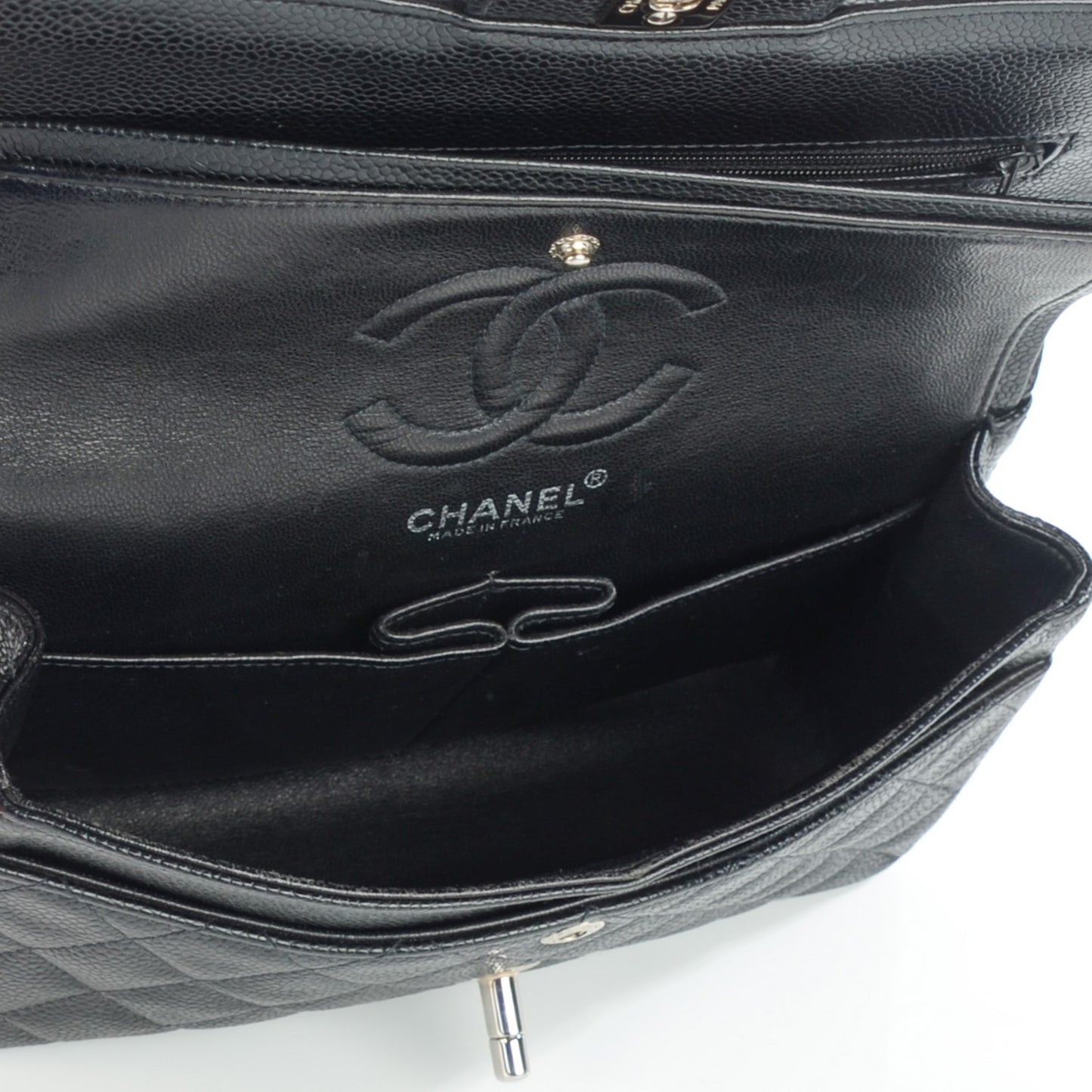 Caviar Quilted Small Double Flap Black