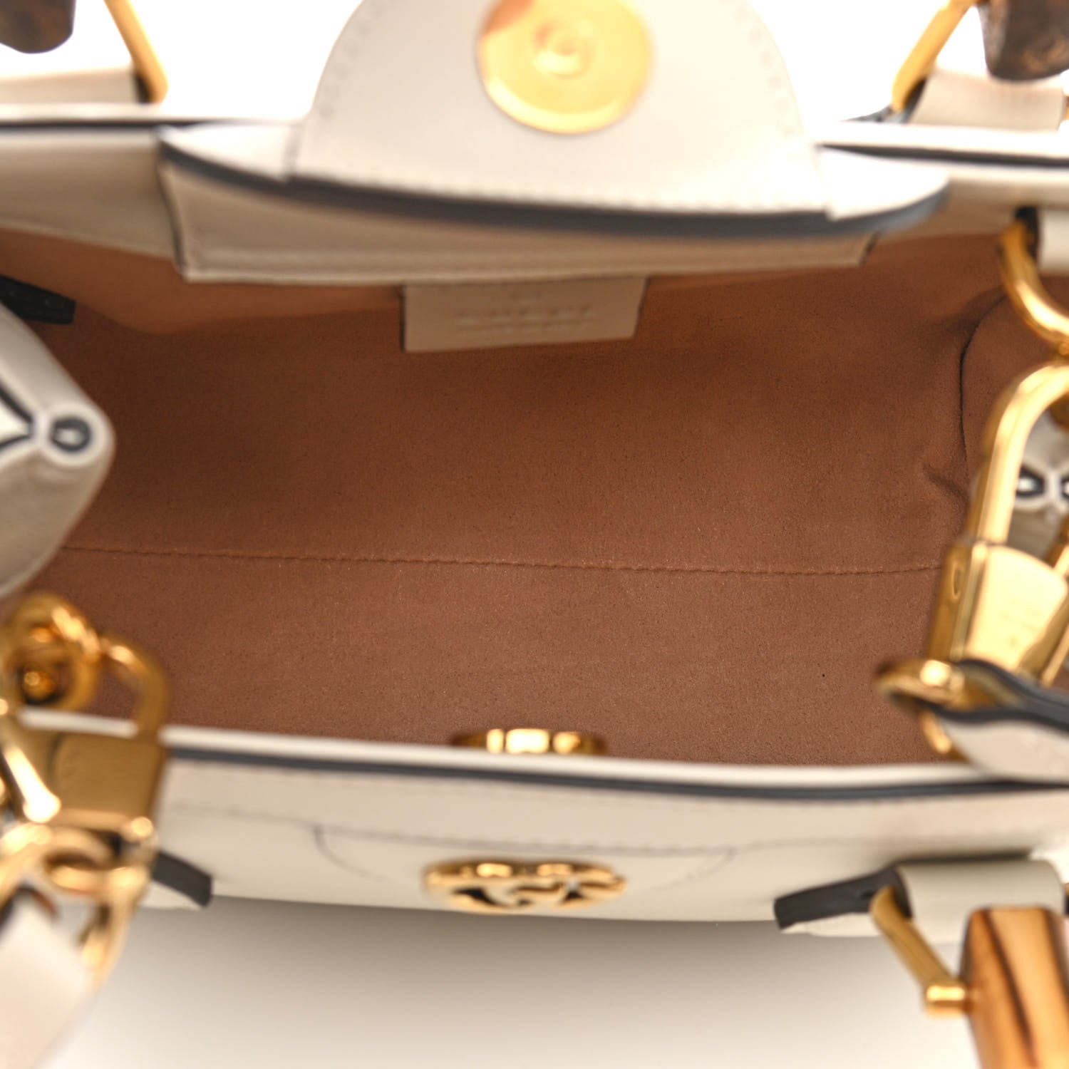 Gucci Wonka Grain Calfskin Mini Diana Tote Bag Mystic White Orange Fluo 6 of 11