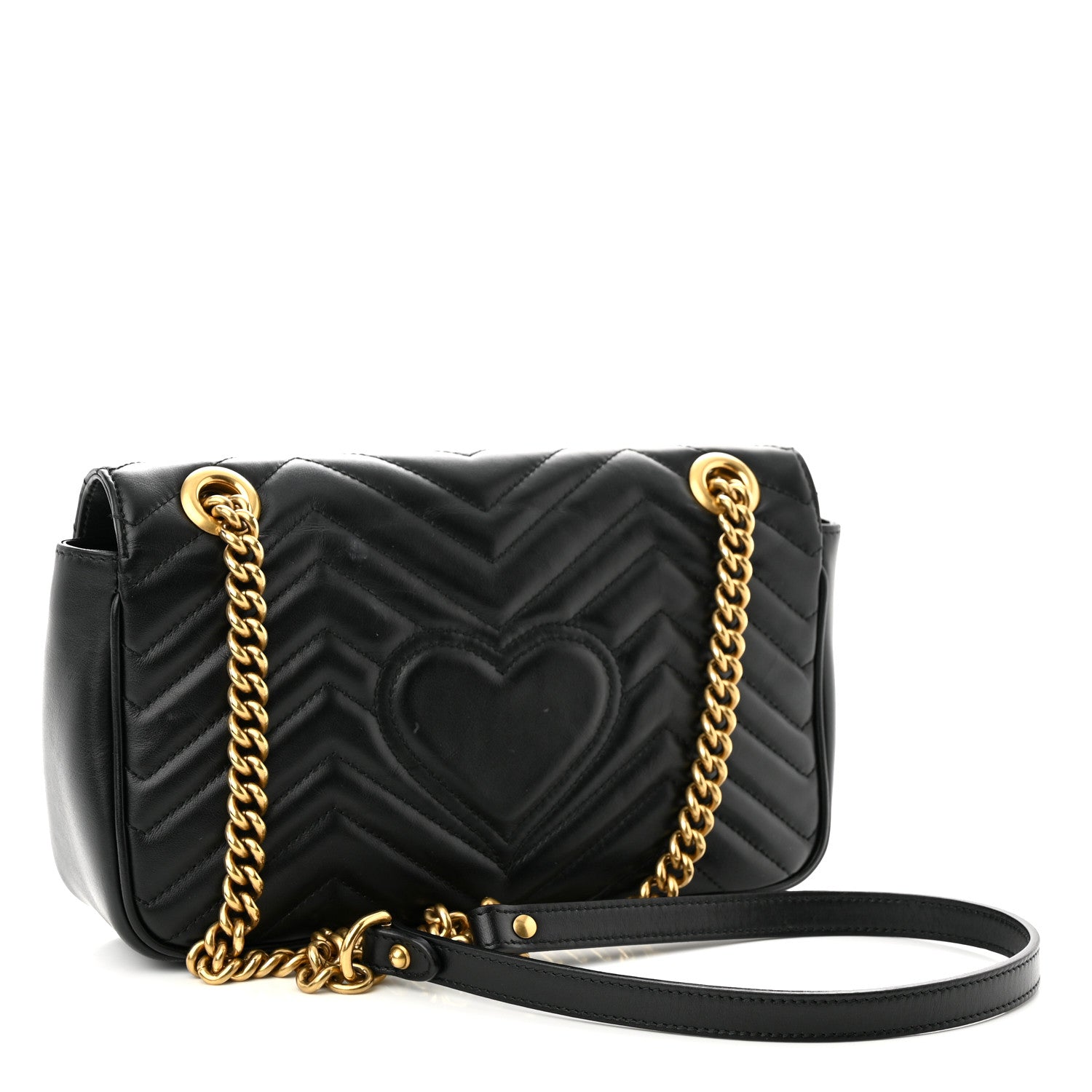 Gucci Calfskin Matelasse Small GG Marmont Shoulder Bag Black 3 of 10