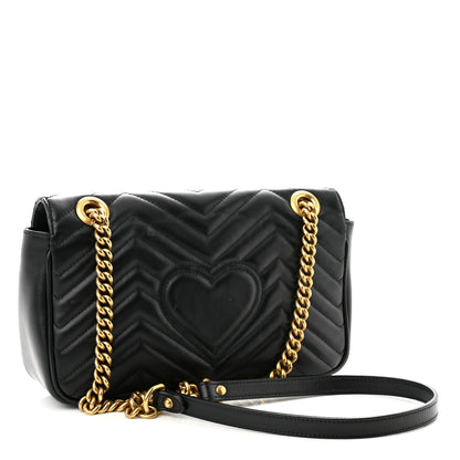 Gucci Calfskin Matelasse Small GG Marmont Shoulder Bag Black 3 of 10