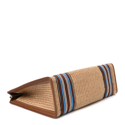 Loro Piana Cotton Raffia Suitcase Stripe Pouch Sky Blue Kummel 4 of 6